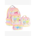 Kaukko Kids Kız Çocuk Simli Kalp Ve Çiçek Detaylı İlkokul 1.2.3.4. Sınıf Üçlü Okul Çanta Seti