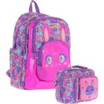 Kaukko Kids Okul ve Beslenme Çantası Seti (Kız Çocuk) - Tavşan Şekilli Mor Pembe - (L5220+L7220) - Mor - Pembe