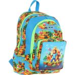 Kaukko Kids Üç Bölmeli (Mavi Yeşil - Craft Baskılı) Erkek Çocuk Okul ve Günlük Sırt Çantası - L5280 - Mavi - Yeşil