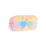 Kaukko Kids Üç Bölmeli Sarı Pembe, Kalp Ve Çiçekler, Kız Çocuk Okul Kalem Çantası - L8213