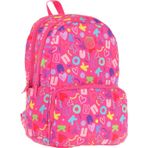 Kaukko Kız Çocuk Kalp ve Baskılı Pembe Okul Çantası - Üç Bölmeli - K1783
