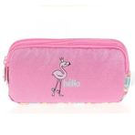 Kaukko L8098 Kids Love Aynalı Simli Flamingo 3 Gözlü Kalem Çantası