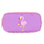 Kaukko L8137 Aynalı Taşlı Flamingo Lila Kids 3 Bölmeli Kalem Çantası