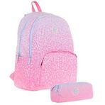 Kaukko Nokta Desenli Pembe Kız Çocuk Okul Çantası ve Kalemlik Seti (Kk - K1803+KK - K2714)