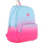 Kaukko Rainbow Kız Çocuk Üç Bölmeli İlkokul ve Ortaokul Çantası - Mavi Pembe Renk Geçişli - K1797