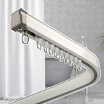 Kavisli Duş Perdesi Çubuk Parça Duvar/Tavana Monte Alüminyum Alaşımlı Ray Banyo ve Defne Pencereleri için Kanca ve Ek Parçaları İçerir 240 cm/7,9 ft Tavan Montaj Seçeneği