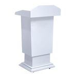 Kavisli Metal Podyum Zemin Ayakta Ders Podyum Ayakta, Kiliseler ve Okullar için Tekerlekler ile Ahşap Podyum Depolama Bej Kürsü, Seminerler için Mobil Stand, 60x50x100cm Taşınabilir Prese