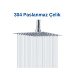 KAVİTİCARET Tepe Duş Başlığı Kare Slim 304 Çelik Metal 20x20 Cm