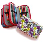 Kawaii Desenli Vegan Deri Kalem Kutusu - Üç Bölmeli Organizer - 41 Delft Blue