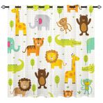 Kawaii Hayvan Perdeleri Çocuk Cadılar Bayramı Sevimli Çizgi Film Karakterleri Baskılı Karartma Termal Yalıtımlı Oda Karartma Pencere Perdeleri Bebek Yatak Odası için 2'li Set 140 cm x 183 cm