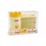 Kawaii Kale Tasarımlı Masaüstü Organizer Kalemlik | Çekmeceli Kalemlik Düzenleyici | Pastel Desk Organizer (Sarı)