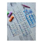 Kawaii Mavi 4 Yaprak 92 Adet Şeffaf Koruma Katmanlı Su Geçirmez Okul İsim Etiketi/Sticker/Çıkartma
