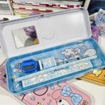 Kawaii Sanrio Kuromi Metal Kalem Kutusu Kırtasiye Seti Cinnamoroll Kuromi Kalemlik Hediye Seti - Mavi