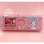 Kawaii Sanrio Kuromi Metal Kalem Kutusu Kırtasiye Seti Cinnamoroll Kuromi Kalemlik Hediye Seti - Pembe