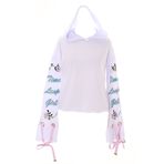 Kawaii-Story TS-93-1 Beyaz Gül İşlemeli Pastel Goth Lolita Kapüşonlu Svetşört Harajuku