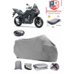 Kawasaki Klz 1000 Versys Branda Gri Arka Çanta Uyumlu(Topcase) Motosiket Brandası Motor Örtüsü Çadır Su Geçirmez Motosiklet Kılıfı Motor Brandası,lastikli,taşıma Torbalı