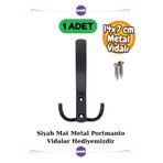 Kawin 1 Adet Noktalı Portmanto Askı Vestiyer Duvar Dolap Askısı Siyah Mat Metal Mobilya Kapı Askılık