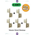 Kawin 5 Adet 12cm Metal Çelik Kapı Menteşe Yönsüz 2mm Dayanıklı Panel Cerman Nikel Krom Gümüş