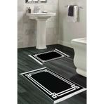 KAYABEY HOME B3-1669P1-10P2 Kaymaz Taban Djt 2 Li Banyo Paspas Takımı Star Pamuk Saçaklı Modern 1669 Siyah