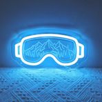 Kayak Gözlükleri Neon Tabela Buz Mavisi Kayak LED Neon Işık Dağ Manzaralı USB Destekli Duvar Dekoru Kayak Evi Yatak Odası Erkek Mağarası, Kayakçı ve Snowboardcular için Hediye