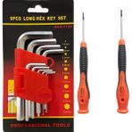 Kayasan Allen Alyan Anahtar Takımı 9 Parça 1,5-2-2,5-3-4-5-6-8-10MM Ri-Mark Torx Allen T7X50MM T8X50MM