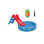 Kaydıraklı Oyun Seti 147x33 cm Havuz + 6 cm 100'lü Oyun Havuz Topu + Pompa