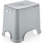 Kaydırmaz Banyo Taburesi, 120 KG Taşıma Kapasiteli Kaymaz Banyo Taburesi, Çocuk Taburesi, 1. Sınıf Sert Plastik, (E-B-Y 30x42x34 cm) (Gri)