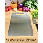 Kaydırmaz Çelik Ekmek ve Sebze Kesim Tahtası, Silikon Ayaklı, Sağlam ve Şık - Altın - Seçenek 1