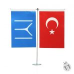 Kayı Boyu Ve Türk Bayrağı İkili Masa Bayrak Takımı( Dikey)