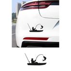 Kayıkta Balık Tutan Adam Sticker – Araba Cam Kaput Sticker 15x8cm