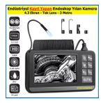 Kayıt Yapan Endüstriyel Endoskop Yılan Kamera 4.3 Ekran - Tek Lens - 3 Metre