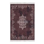 Kaymaz Deri Tabanlı Saçaklı Dijital Halı 700616-D, Bordo, 180 x 280