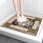 Kaymaz Duş Paspası 80x80cm Dikdörtgen Kabak Banyo Paspası Drenajlı Islak Zemin Banyo Paspası PVC Duş Paspası Hızlı Kuru Kahverengi Siyah Krem