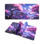 Kaymaz Kauçuk Tabanlı Genişletilmiş Oyun Mousepad Klavye Paspası, Dikişli Kenarlar Dizüstü Bilgisayar Masası Matı Su Geçirmez Mouse Pad (89,9 cm x 39,9 x 0,3 cm) (Kiraz Çiçekleri)