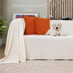 Kaymaz Koltuk Örtüsü Çift Taraflı Mikrofiber Şönil 175x350 Cm Xl- Ekru Kedi Köpek Ve Çocuk Dostu Ekru