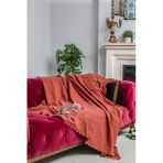 Kaymaz Koltuk Örtüsü Çift Taraflı Mikrofiber Şönil 175X350 Cm Xl- Kiremit – Kedi Köpek Ve Çocuk Dostu