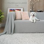 Kaymaz Koltuk Örtüsü Çift Taraflı Mikrofiber Şönil 175x350 Cm Xl- Taş Kedi Köpek Ve Çocuk Dostu Taş