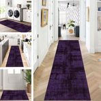 Kaymaz Mor Yolluk Halı 120 x 350 cm | Yıkanabilir Koridor ve Mutfak Paspası | Çok Yönlü Oturma Odası ve Yatak Odası Halısı | Metre ile satılır | Ayarlanabilir Boyut