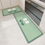 Kaymaz Mutfak Halı Takımları - 2 Parça Paspas (19,7 "x31,5" ve 19,69" x 63") - Yıkanabilir, Su ve Yağ Emici Mutfak Paspasları - Ev Dekoru için Yeşil Mutfak Halıları