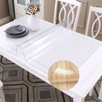 Kaymaz PVC Masa Örtüsü Koruyucu, Kokusuz Şeffaf Masa Örtüsü Mat, Mutfak ve Yemek Odası için 1,2 mm Kalın Masa Örtüsü, Sehpa Koruyucu (60x100 cm/24x39 inç)