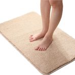 Kaymaz Shaggy Banyo Paspası Mikrofiber Emici Banyo Halısı Makinede Yıkanabilir Yumuşak ve Rahat Banyo Halısı (50 x 90 cm Bej)