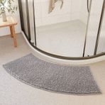 Kaymaz Shaggy Kavisli Banyo Paspası RV Banyo Emici Fan Şekilli Halı Çeyrek Duş Kabini için Yıkanabilir 45x100 cm Mavi