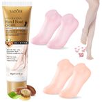 Kaymaz silikon çorap, ayaklar için, 4 adet nemlendirici çorap + 60 g ayak kremi, nasır silikon çorap, nasır giderici çorap, ayak maskesi, çorap, çatlak ve pürüzlü cilt bakımı, ten rengi + pembe