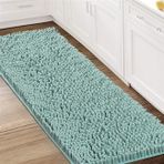Kaymaz Şönil Banyo Paspası Yolluk Ultra Emici Tüylü Banyo Halısı Yumuşak Peluş Yıkanabilir Halı Banyo ve Küvet için Mükemmel (Aqua 150 x 50 cm)