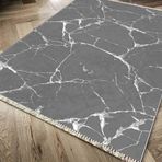 Kaymaz Taban Dijital Baskı Kadife Crack Wall Antrasit 180x280 cm Salon Halı