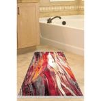 Kaymaz Taban Djt Banyo Halı Star Pamuk Saçaklı Modern S5050 S5050P1-9, Bordo, 60 x 100
