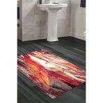 Kaymaz Taban Djt Banyo Halı Yıldız Deri Modern S5050 S5050D2-9, Bordo, 50 x 80