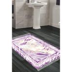 Kaymaz Taban Djt Banyo Halı Yıldız Deri Saçaklı Modern 728 728D1-9, Mürdüm, 50 x 80