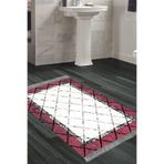 Kaymaz Taban Djt Banyo Halı Yıldız Deri Saçaklı Modern M5129 M5129D1-9, Bordo, 100 x 150