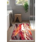 Kaymaz Taban Djt Banyo Halı Yıldız Deri Saçaklı Modern S5050 S5050D1-9, Bordo, 100 x 150